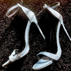 Denim strappy high heeled sandals
